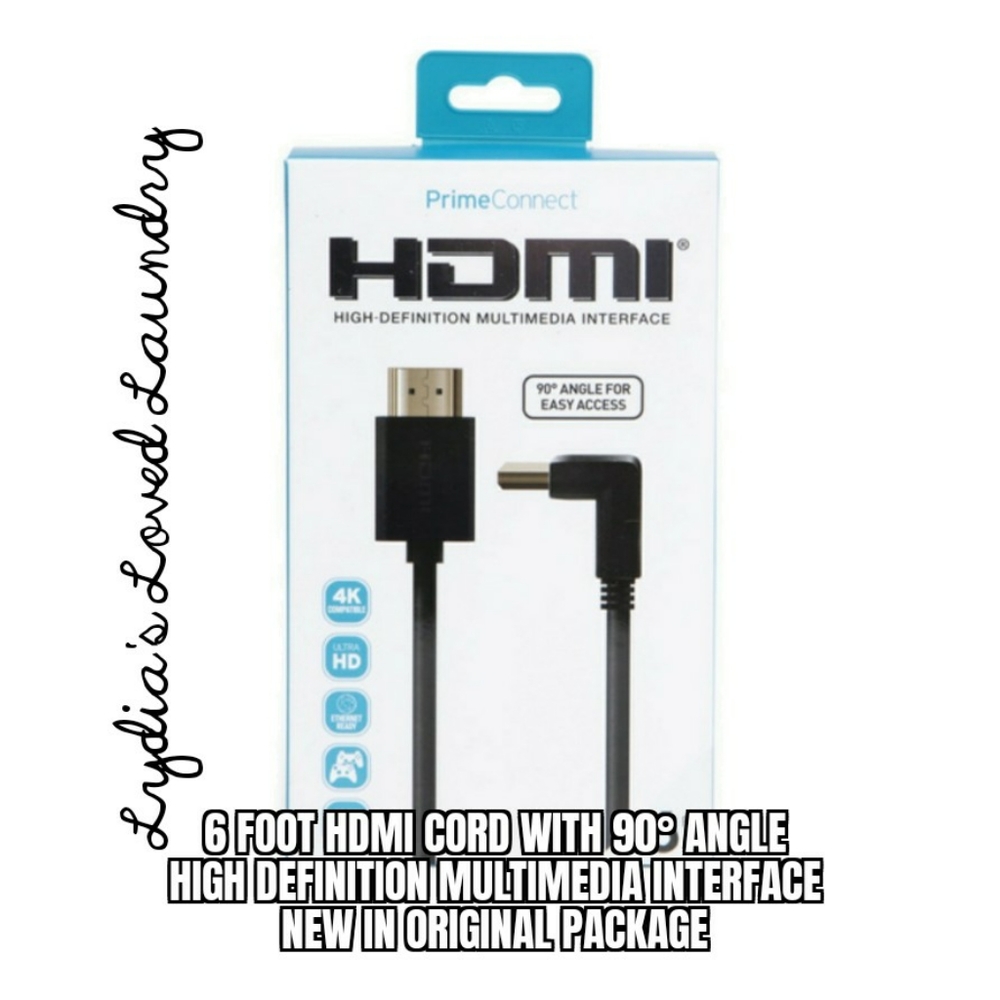 💥 5/$10 6ft HDMI Cord With 90° Angled Head NWT New Unused